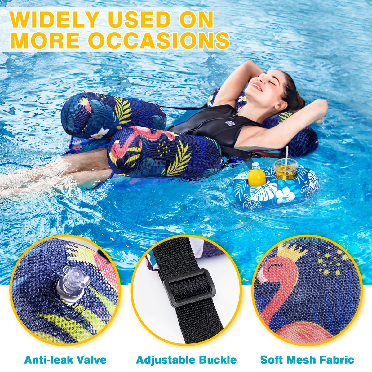 2 Pack Inflatable Pool Float Chair with Cup Holders Z131329